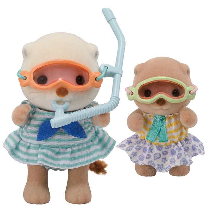 Epoch Sylvanian Families 海獭兄弟姐妹玩具套装玩具娃娃屋家具适合 3 岁以上儿童