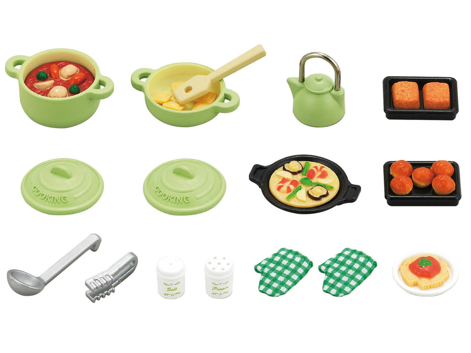 Epoch Sylvanian Families Toy Cooking Set - Dollhouse Furniture for Ages 3 and Up