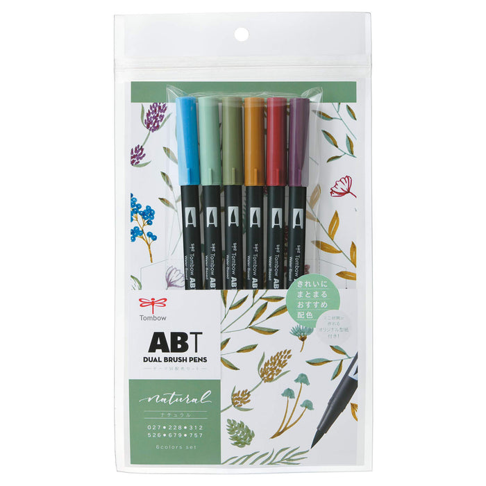 Tombow Dual Brush Pen Set 6 Color Variety in Natural Shades - AB-T6CNT