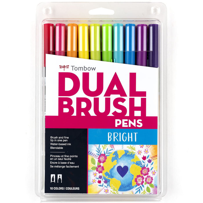 Tombow Bright Dual Brush Pens Pack of 10 - Authentic Tombow Import Goods