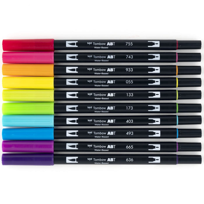 Tombow Bright Dual Brush Pens Pack of 10 - Authentic Tombow Import Goods