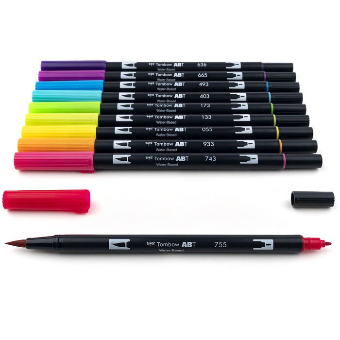 Tombow Bright Dual Brush Pens Pack of 10 - Authentic Tombow Import Goods