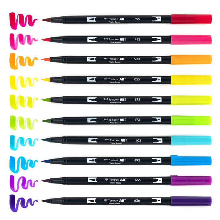 Tombow Bright Dual Brush Pens Pack of 10 - Authentic Tombow Import Goods