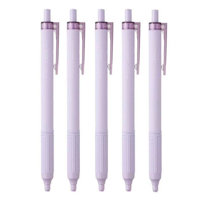 Tombow Monograph Light Ballpoint Pen 0.38mm Black Ink Smoky Purple Shaft 5 Pack