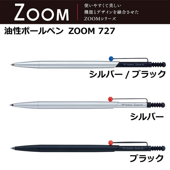 Tombow Zoom 727 Silver/Black Oil-Based 0.7 Ballpoint Pen Bc-Saz03