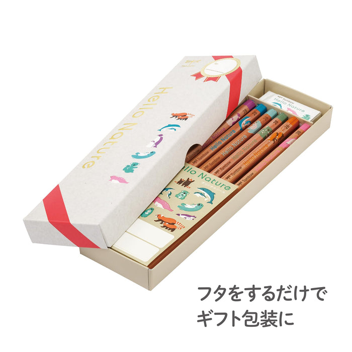 Tombow 2B 繪圖鉛筆 Hello Nature 6 圖案禮品組（附單色橡皮擦）