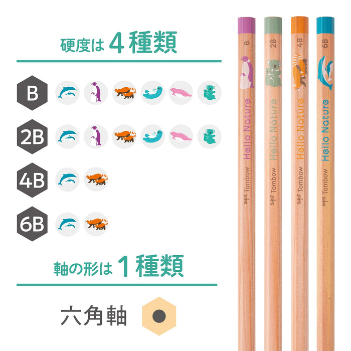 Tombow 6B 绘图铅笔 - 宽吻海豚设计 - Kb-Khndl2-6B