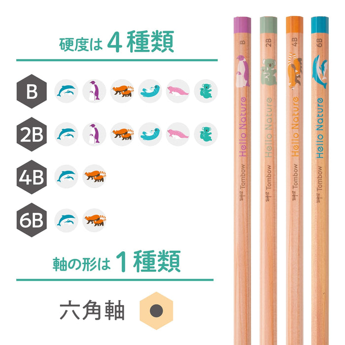 Tombow 6B 铅笔用于绘画 Hello Nature 小熊猫设计 Kb-Khnlp2-6B