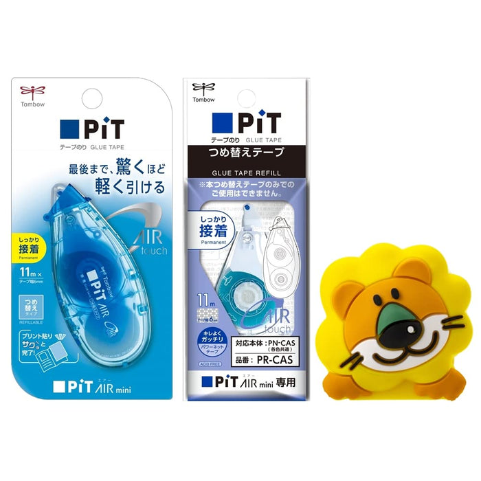 Tombow Mini Refillable Blue Pencil Glue Tape Tabekko Animal Lion Ring Set - Hcb-222Patu