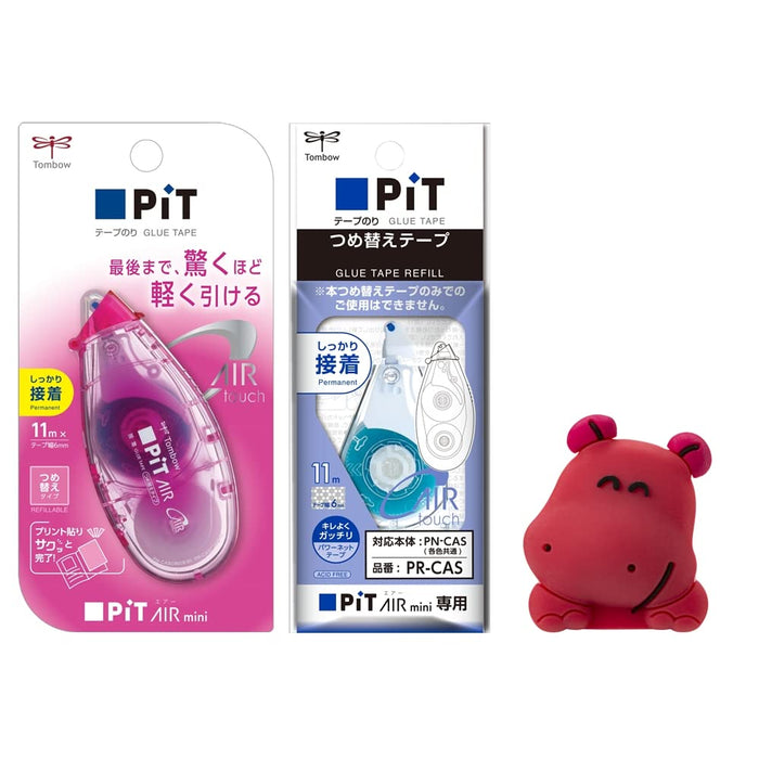 Tombow Pencil Glue Tape Pit Air Mini Refill Type Pink Tabekko Animal Ring Set Hcb-222Pdtu