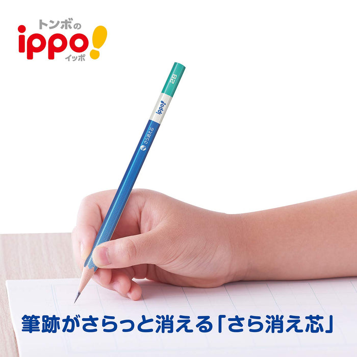 Tombow Ippo 2B 橡皮擦鉛筆 6 件組搭配藍色橡皮擦