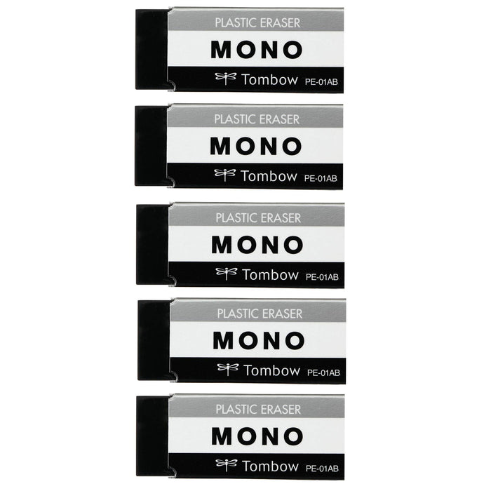 Tombow Mono Eraser Pencil PE01 Black Pack of 5 Pieces