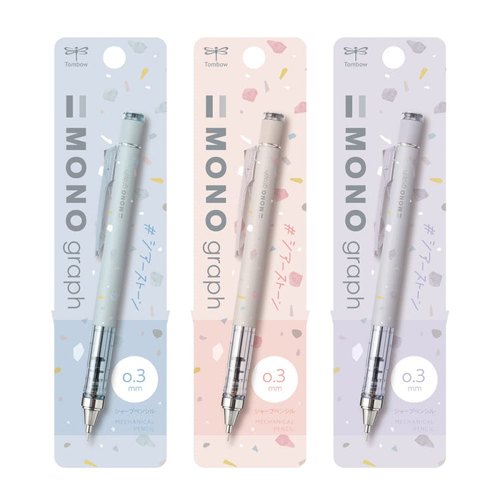 Tombow Mono Monograph 自动铅笔 0.3 毫米 透明石纹图案 3 支装