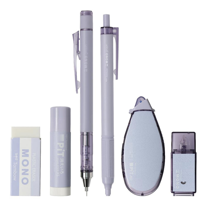 Tombow Mono Pit Pencil Set 0.3mm 6 Pieces Ash and Lavender Mechanical Stationery