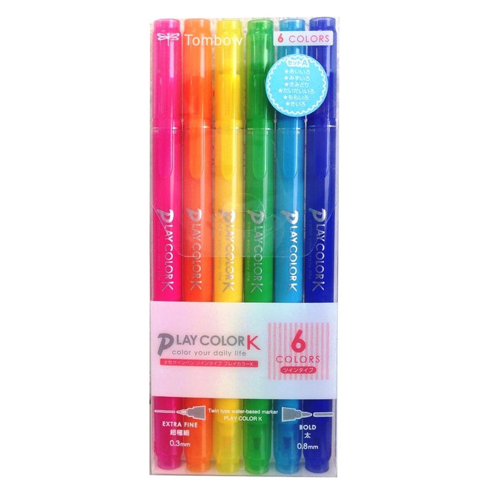 Tombow Play Color K Water-Based Signature Pen 6 Colors Pack - Gcf-611A