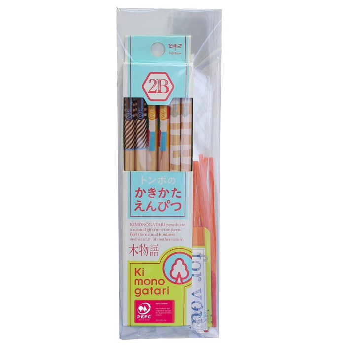 Tombow 2B Small Drawing Pencil with Light Blue Pattern - Wood Story Gift Edition