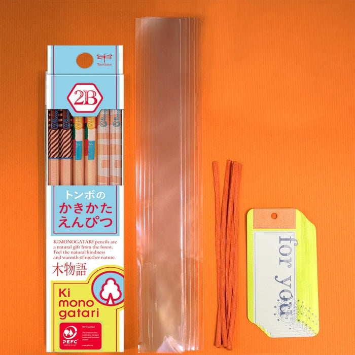 Tombow 2B淺藍色圖案小繪圖鉛筆-木頭故事禮盒版