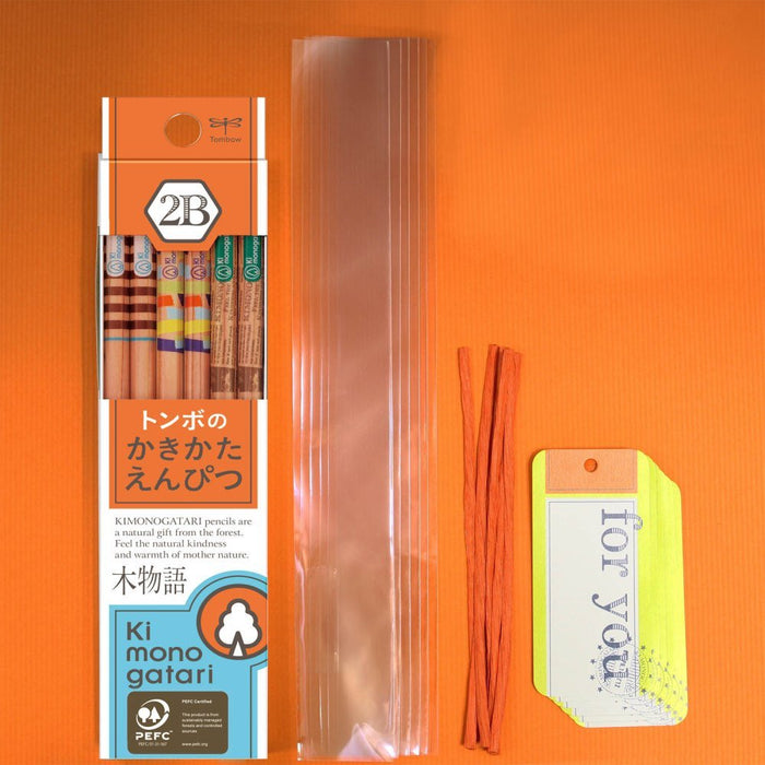 Tombow 2B繪圖鉛筆木頭故事小禮物橙色圖案Kb-Kpf03G