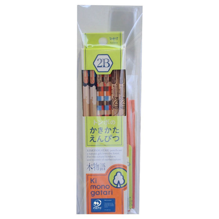 Tombow 2B Drawing Pencil Wood Story Small Gift Yellow Green Pattern Kb-Kpf02G-2B