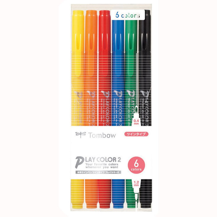 Tombow Play Color 2 簽名筆水性 6 色裝 - Gcb-611