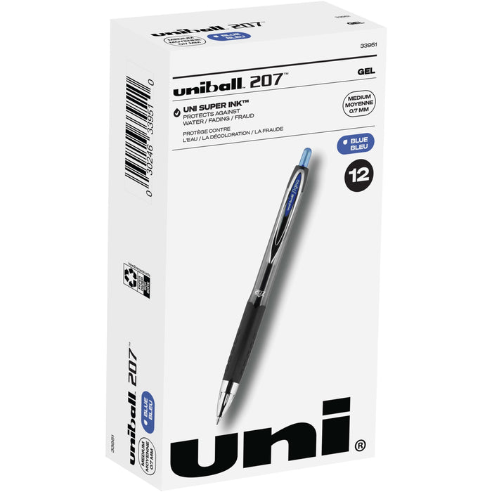 三菱铅笔 Uni-Ball 207 蓝色中号笔尖可伸缩凝胶笔 24 支