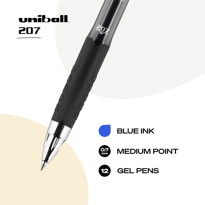 Mitsubishi Pencil Uni-Ball 207 Blue Medium Point Retractable Gel Pen 24 Ct