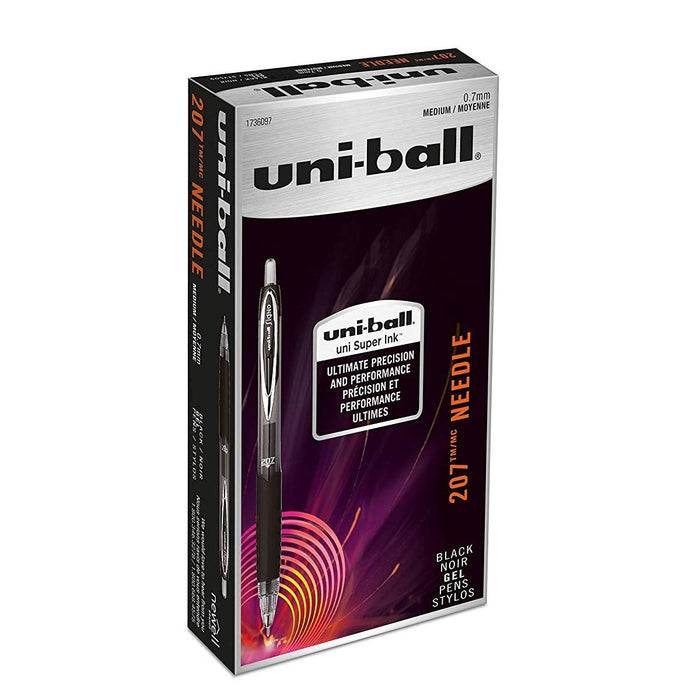 三菱鉛筆 Uni-Ball 207 中尖 0.7 毫米黑色可伸縮中性筆 24 支