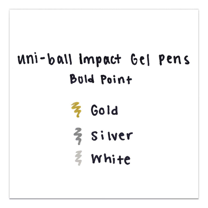 Mitsubishi Pencil Uni-Ball Signo UM-153 Bold Gel Rollerball Pens 3 Pieces - Gold Silver White