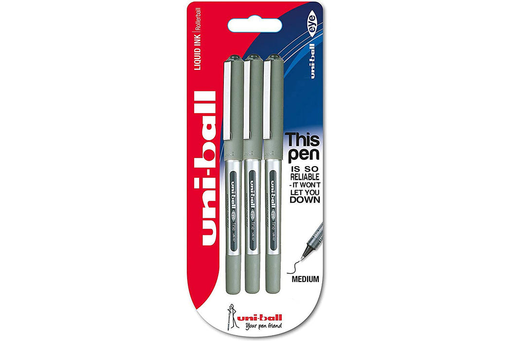 Mitsubishi Pencil Uni-Ball UB-157 Stick Pen Black 3 Pack