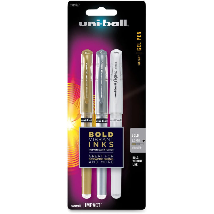 Mitsubishi Pencil Uni-Ball Impact Bold 1.0mm Gel Pen Pack of 3