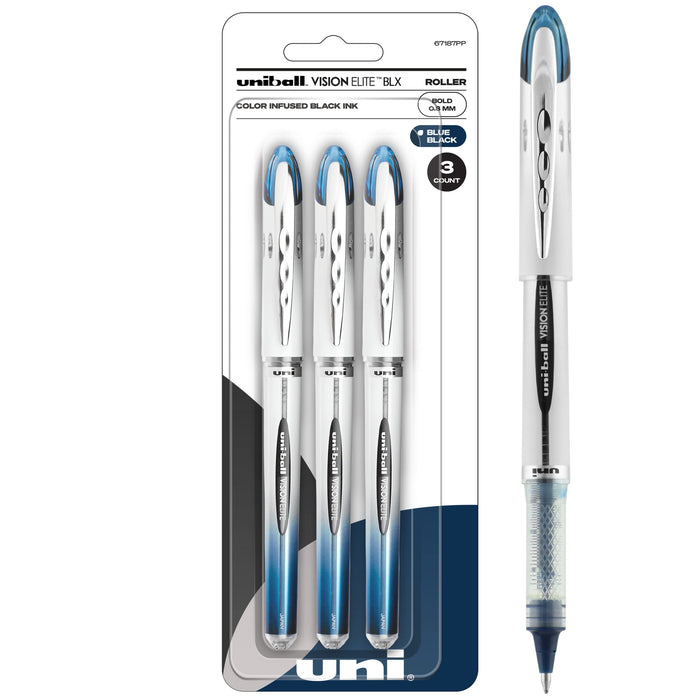 Mitsubishi Pencil Uni-Ball Vision Elite 3-Pack Rollerball Pen with BLX Infusion