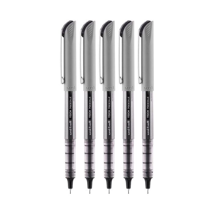 Mitsubishi Pencil Uni-Ball Vision Fine Point Roller Ball Pens Pack of 5 Black