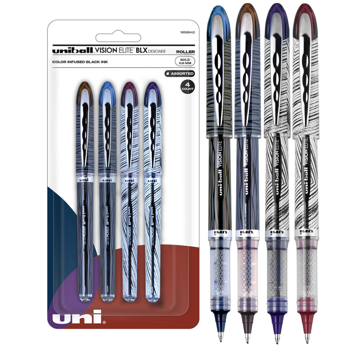 Mitsubishi Pencil Uniball Vision Elite 4-Count Water-Based Designer Series Ballpoint Pen