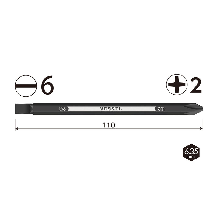 Vessel Double Head Ball Grip Replacement Axis Bit (+2/-6x110) - Pd142611