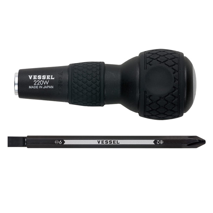 Vessel 220W-62 Ball Grip Driver with +2/-6 Bit Included - Versatile Tool Replacement