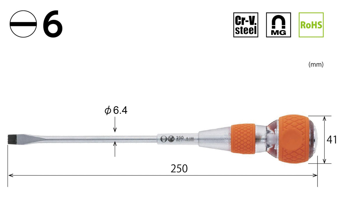 Vessel 6x150 球形握把安全穿透驅動器 250V - 增強耐用性