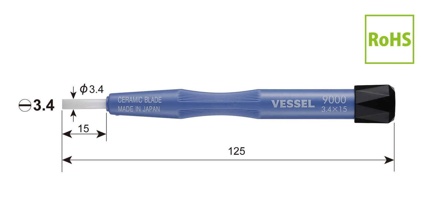 Vessel Ceramic Adjustable Screwdriver 3.4x15 Size - 9000 Series Vessel