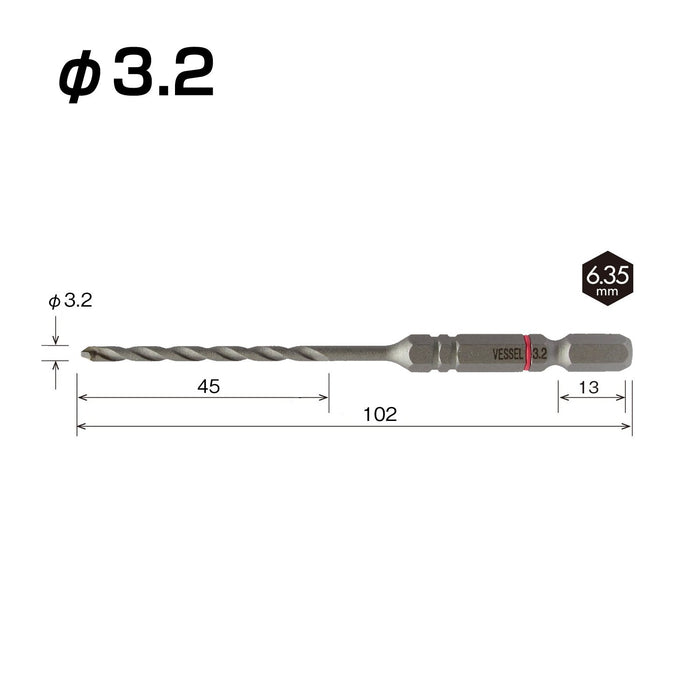 Vessel 3.2mm Concrete Cushion Drill Bit - ACD-3.2 Vessel for Efficient Drilling