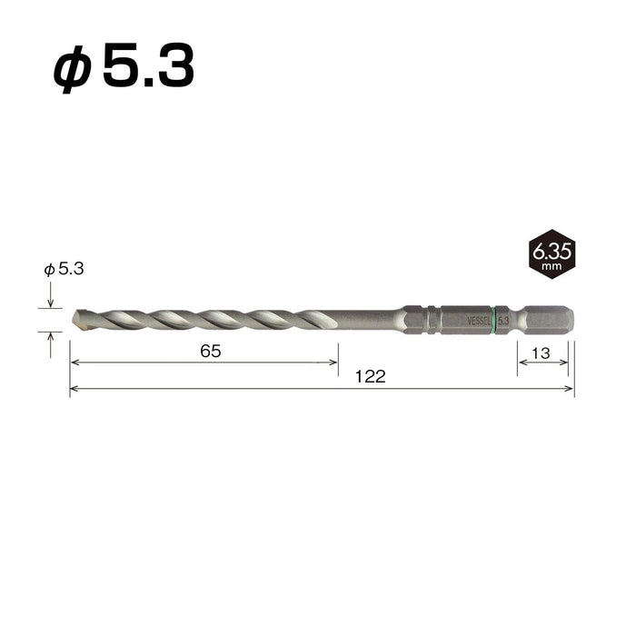 Vessel ACD-5.3 Cushion Drill Bit 5.3mm Size for Concrete Drilling