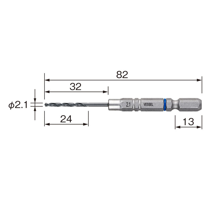 適用於鐵製品和金屬製品的 Vessel 2.1mm AMD-2.1 緩衝鑽頭