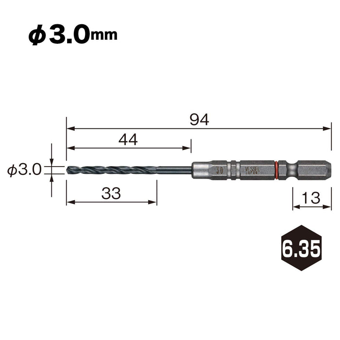 Vessel AMD-3.0 Cushion Drill Bit for Ironwork - 3.0mm Diameter