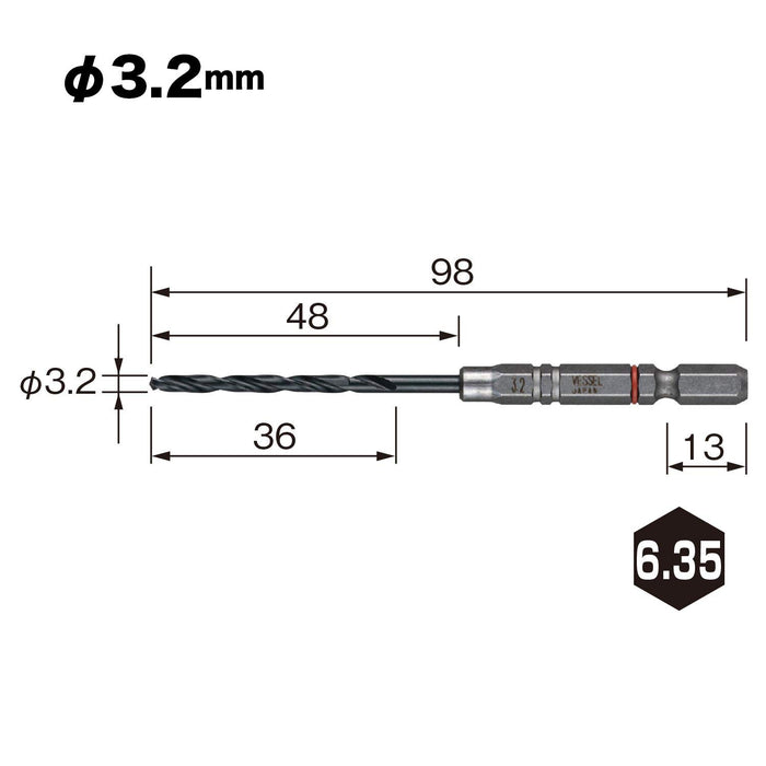 適用於鐵製品和金屬製品的 Vessel 3.2mm AMD-3.2 緩衝鑽頭