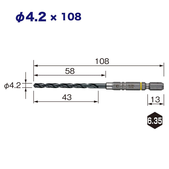 Vessel 4.2mm Cushion Drill Bit for Ironwork Metalwork-AMD-4.2