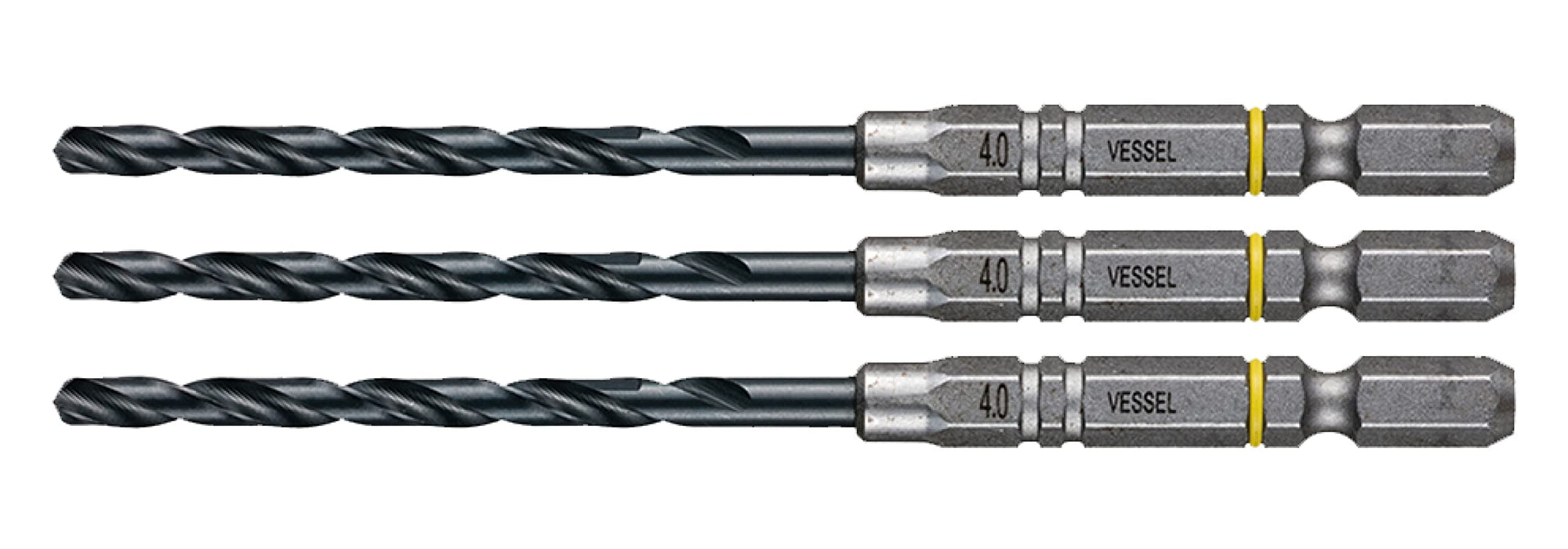 Vessel 3-Piece Drill Bit Set 4.0mm Cushion Grip Drill for Ironwork AMD3S-4.0