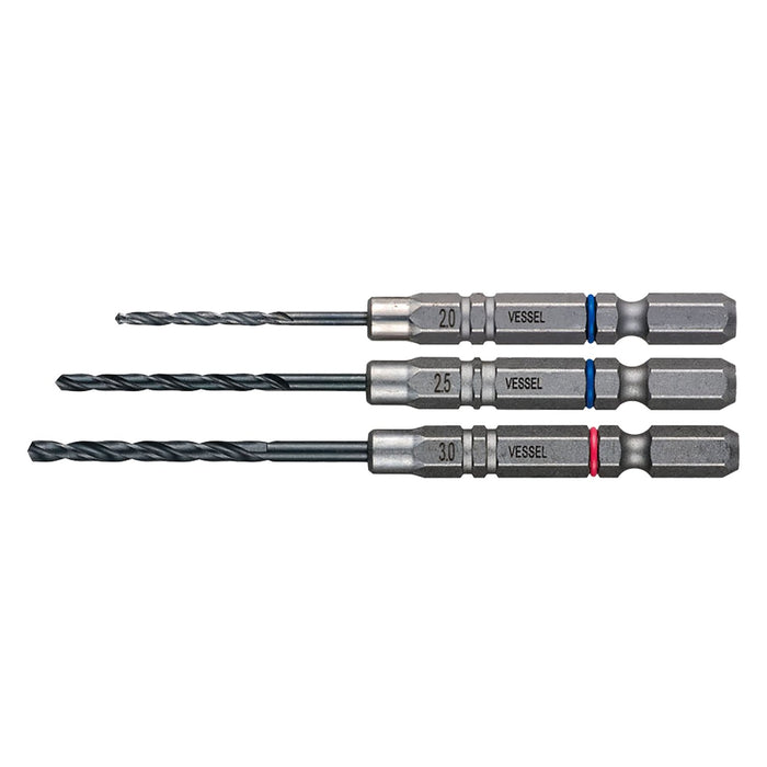 Vessel AMD3S-1 Cushion Drill Set for Ironwork 3pc with 2.0 2.5 3.0mm Bits