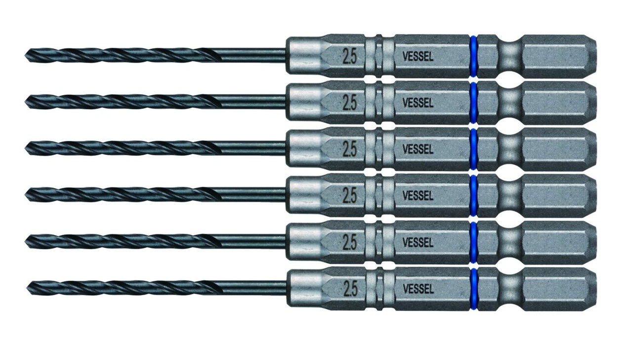 Vessel Metalwork 垫钻套装 6 件装 2.5 毫米钻头 AMD6P-2.5 蓝色环