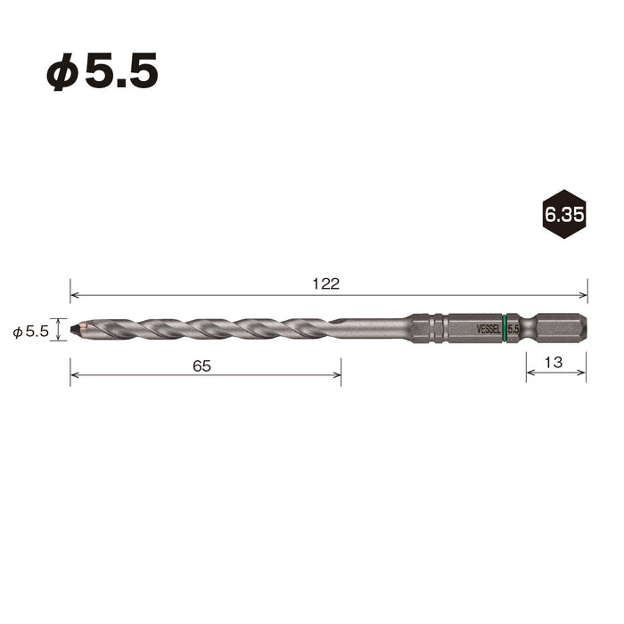 Vessel Φ5.5mm Drill Bit for Porcelain Tiles - APD-5.5 Model