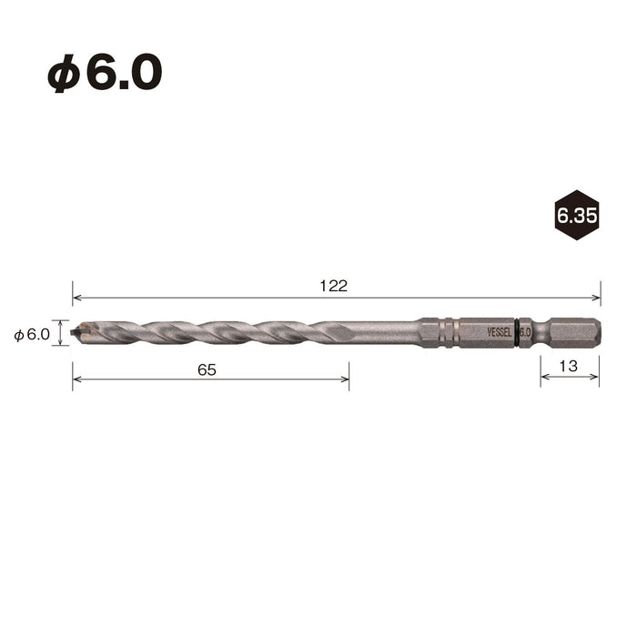 Vessel APD-6.0 Vessel Drill Bit 6.0mm for Porcelain Tiles