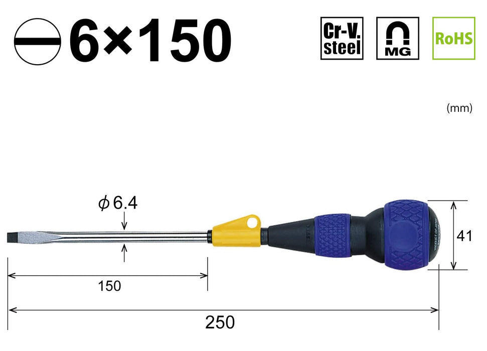 Vessel 6x150 Free Turn Ball Grip Driver - High-Performance 220F Tool