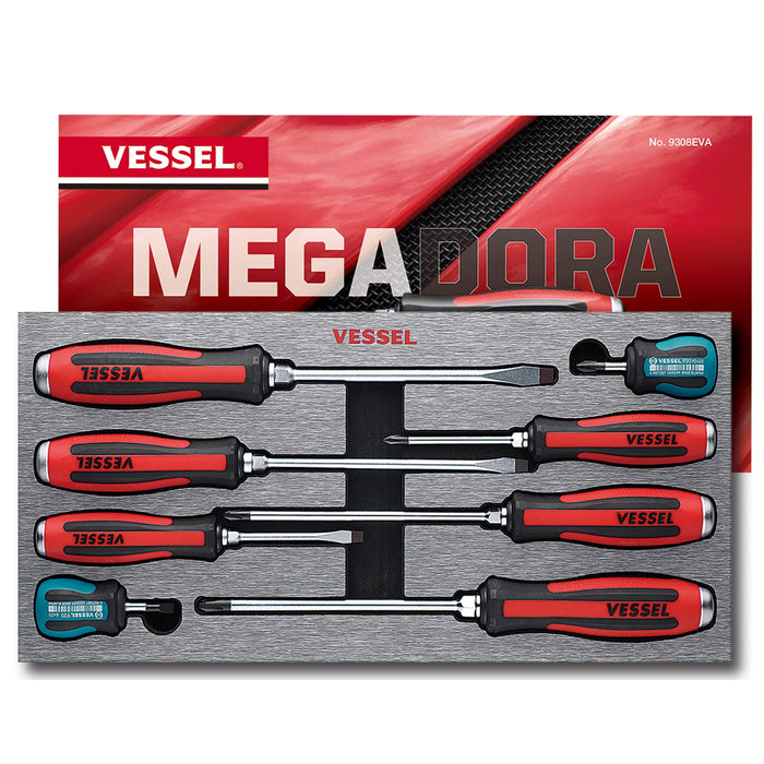 Vessel Megadora 8 件套榫头穿入式驱动器套装，带 EVA 泡沫 9308Eva